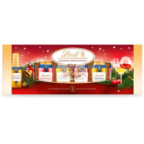 Lindt alkoholos csokoládéflaskák (Whiskey, Cognac, Amaretto, Rum) 131g