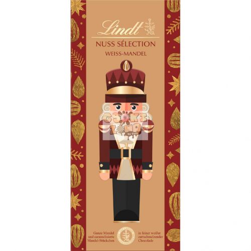 Lindt Nuss Sélection fehér csokoládé egész mandulával és karamellizált manduladarabokkal 150g